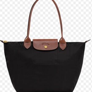 Medium Longchamp Black and Brown Tote Bag